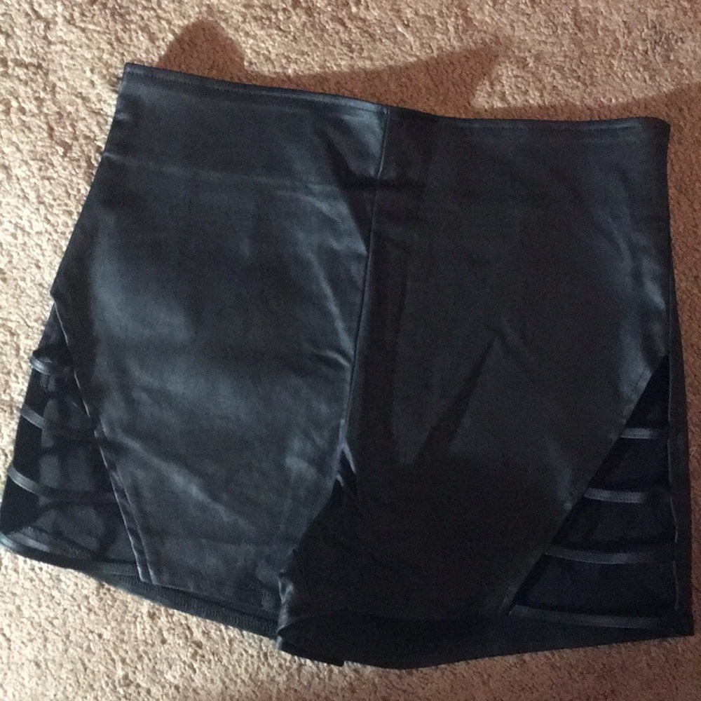 Black leather shorts